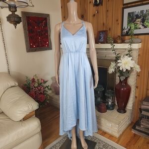 torrid Light Blue High-Low V-Neck Spaghetti Strap Dress